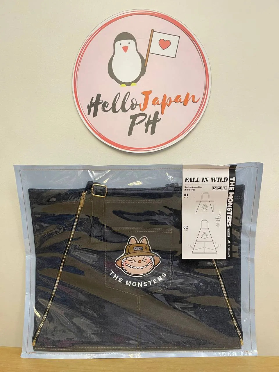 The Monsters LABUBU Fall in Wild Denim Tote Bag/Apron (ONHAND)