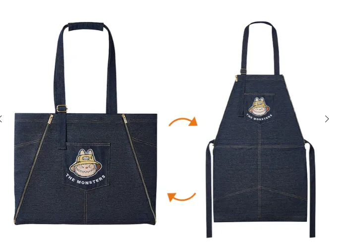The Monsters LABUBU Fall in Wild Denim Tote Bag/Apron (ONHAND)