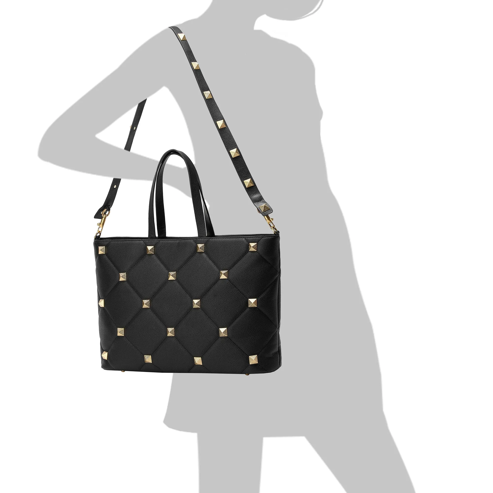 Tiffany & Fred Full Grain Quilted & Studded Large