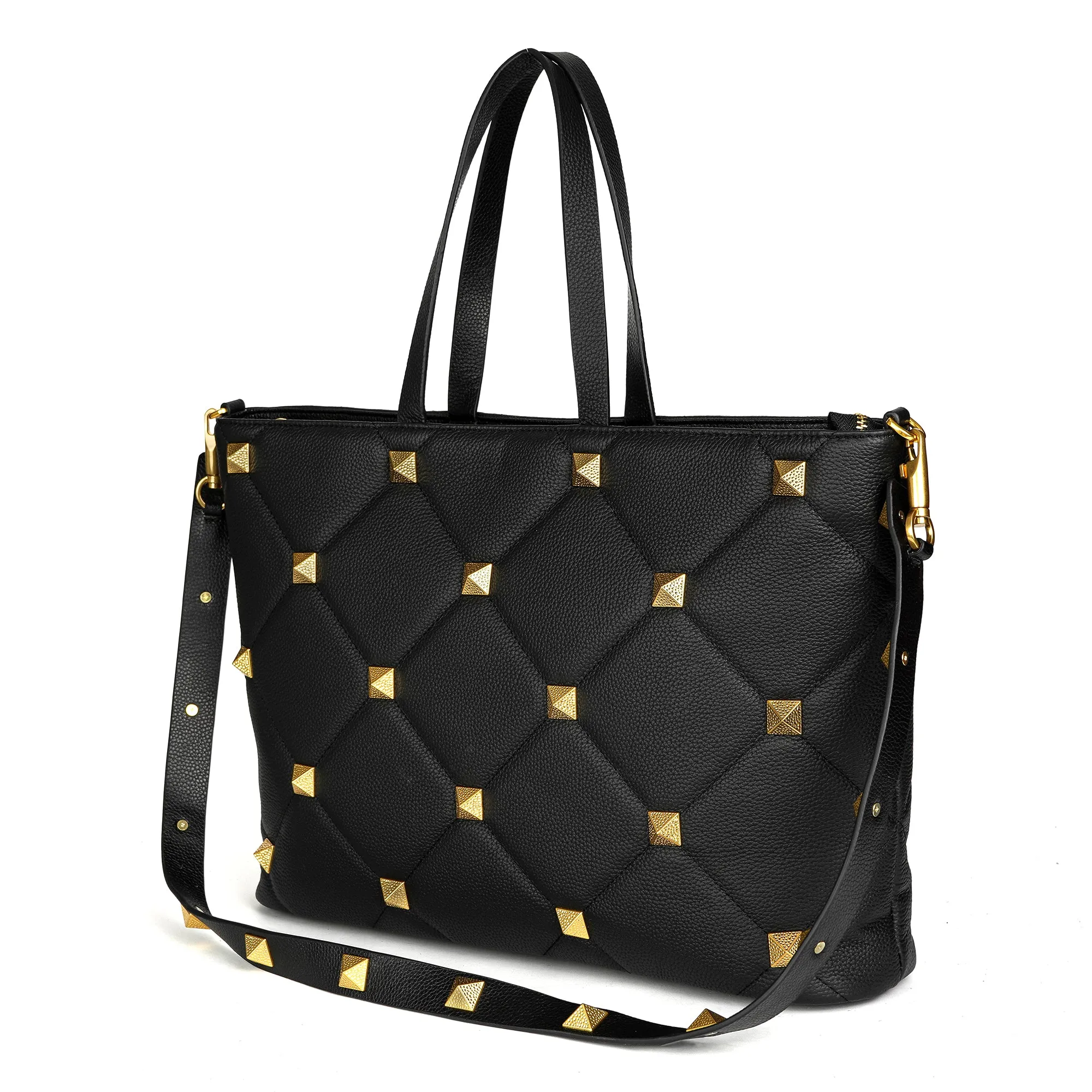 Tiffany & Fred Full Grain Quilted & Studded Large