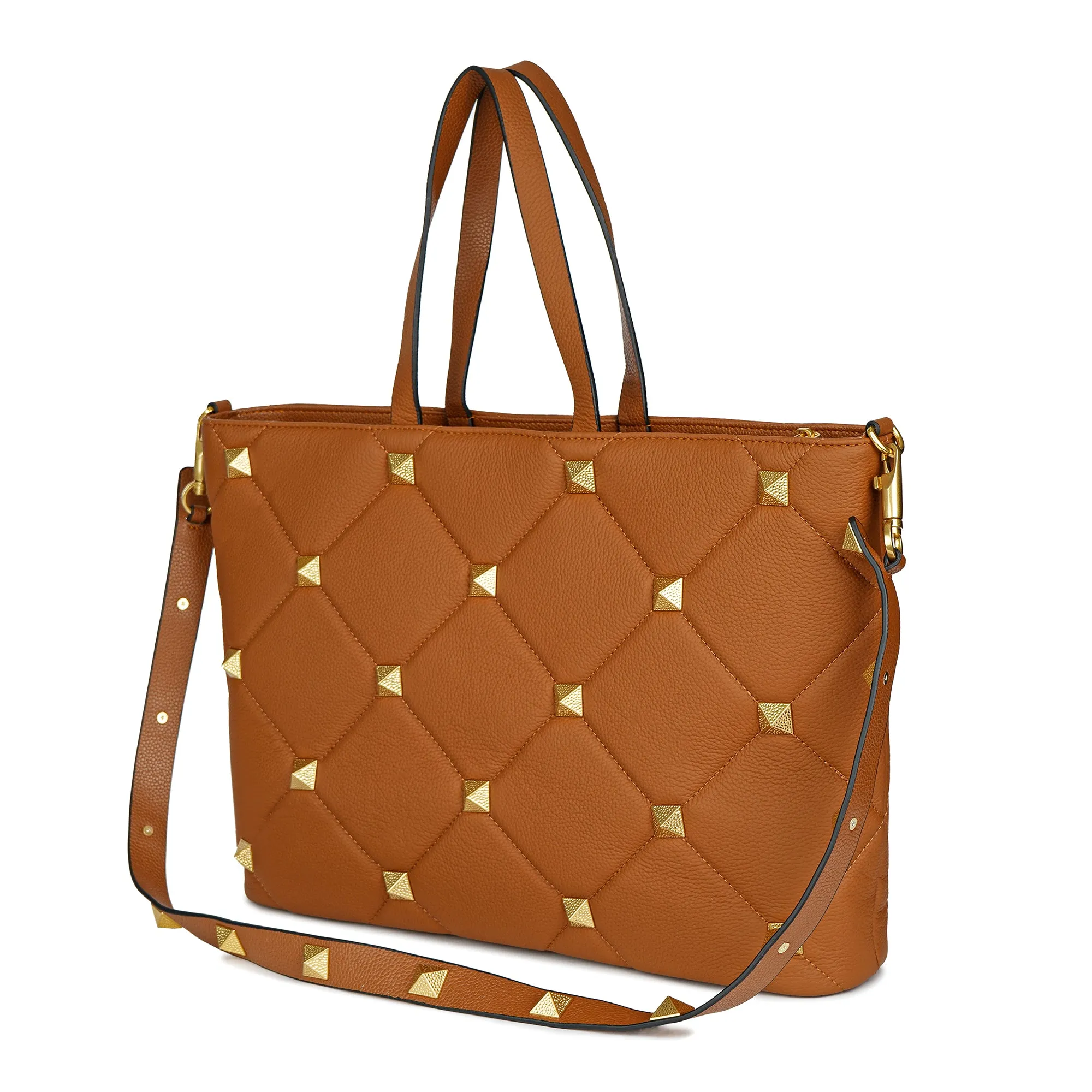 Tiffany & Fred Full Grain Quilted & Studded Large