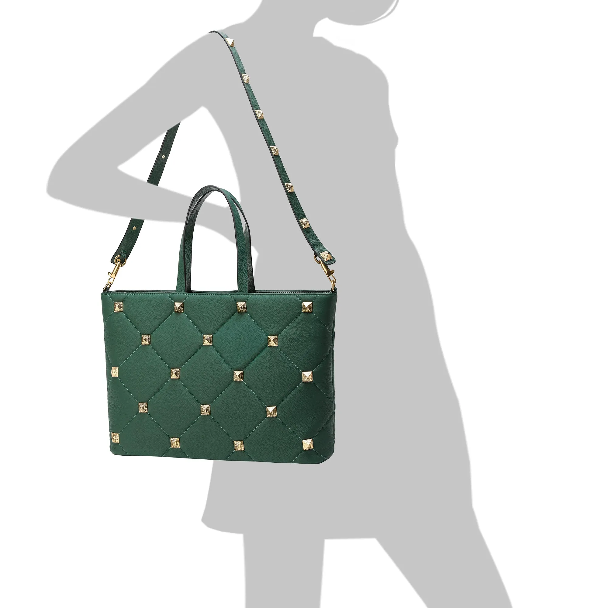 Tiffany & Fred Full Grain Quilted & Studded Large