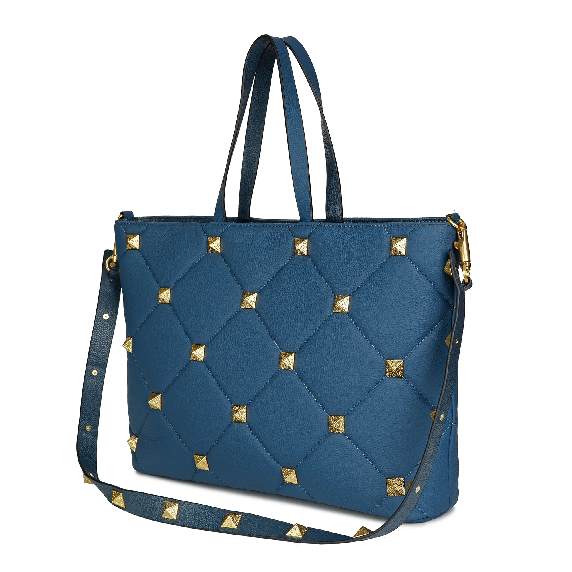Tiffany & Fred Full Grain Quilted & Studded Large