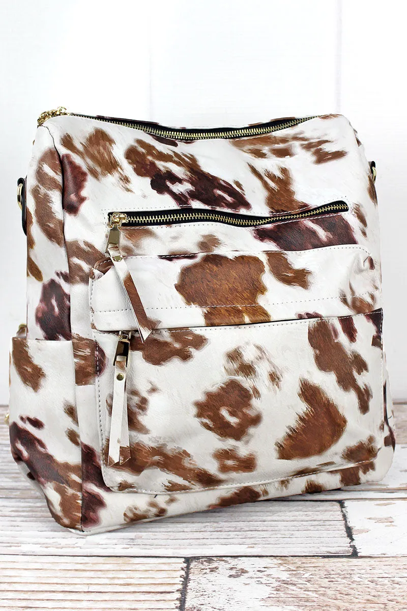 Till The Cows Come Home Faux Leather Backpack Tote