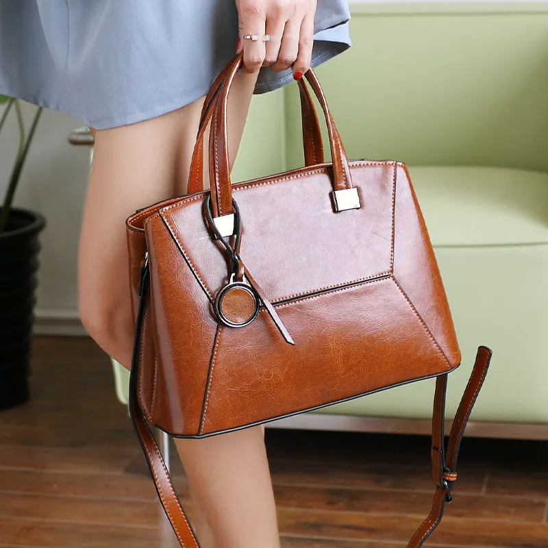 Top Grain Leather Satchel Bag, Stylish Women Handbag, Leather Lady Purse Gift For Her