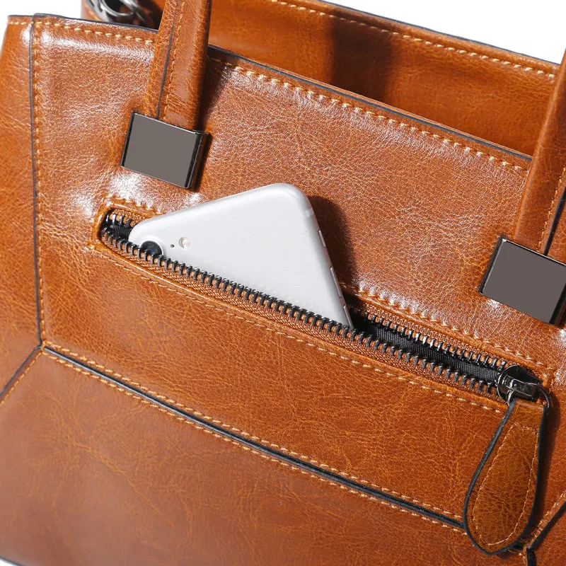 Top Grain Leather Satchel Bag, Stylish Women Handbag, Leather Lady Purse Gift For Her