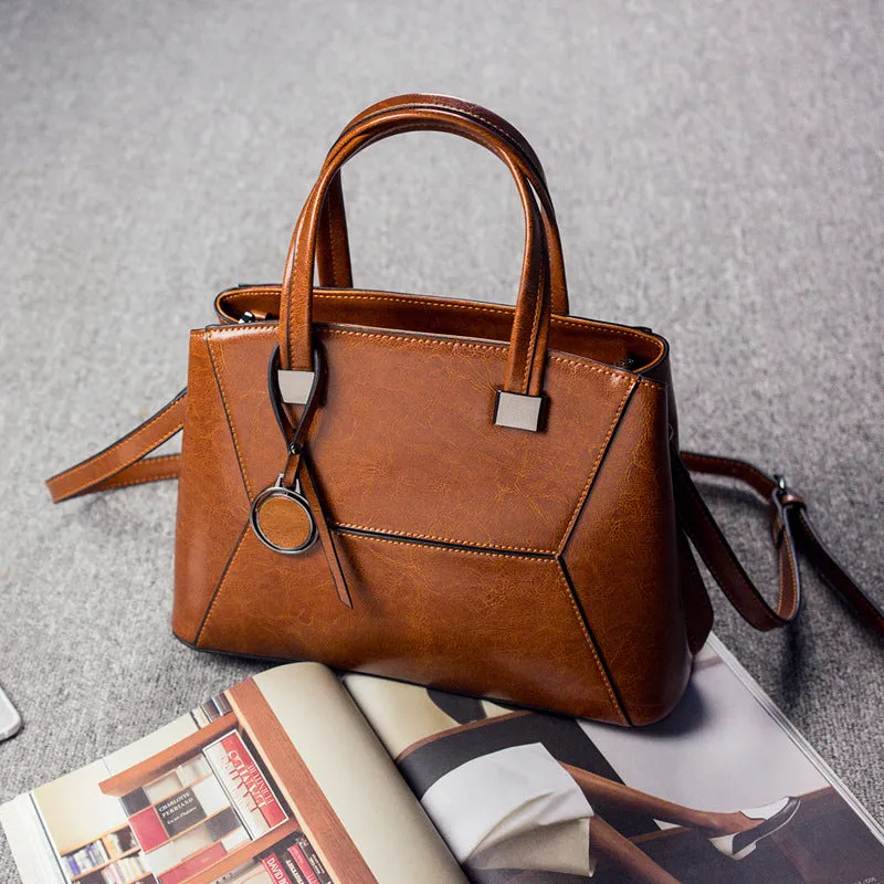 Top Grain Leather Satchel Bag, Stylish Women Handbag, Leather Lady Purse Gift For Her
