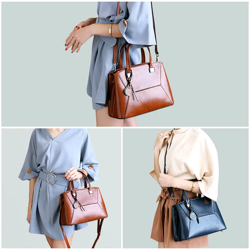 Top Grain Leather Satchel Bag, Stylish Women Handbag, Leather Lady Purse Gift For Her