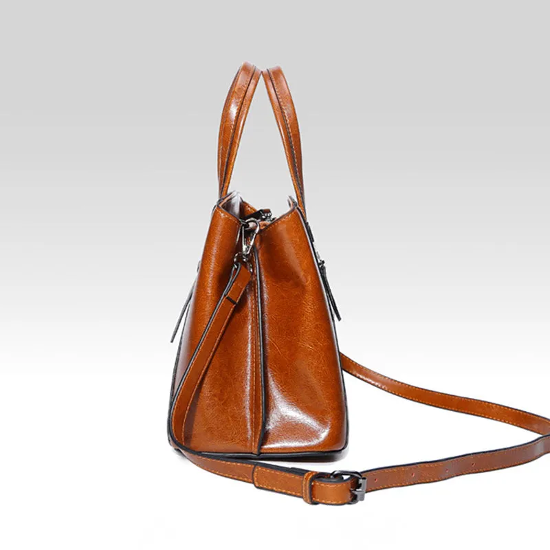 Top Grain Leather Satchel Bag, Stylish Women Handbag, Leather Lady Purse Gift For Her
