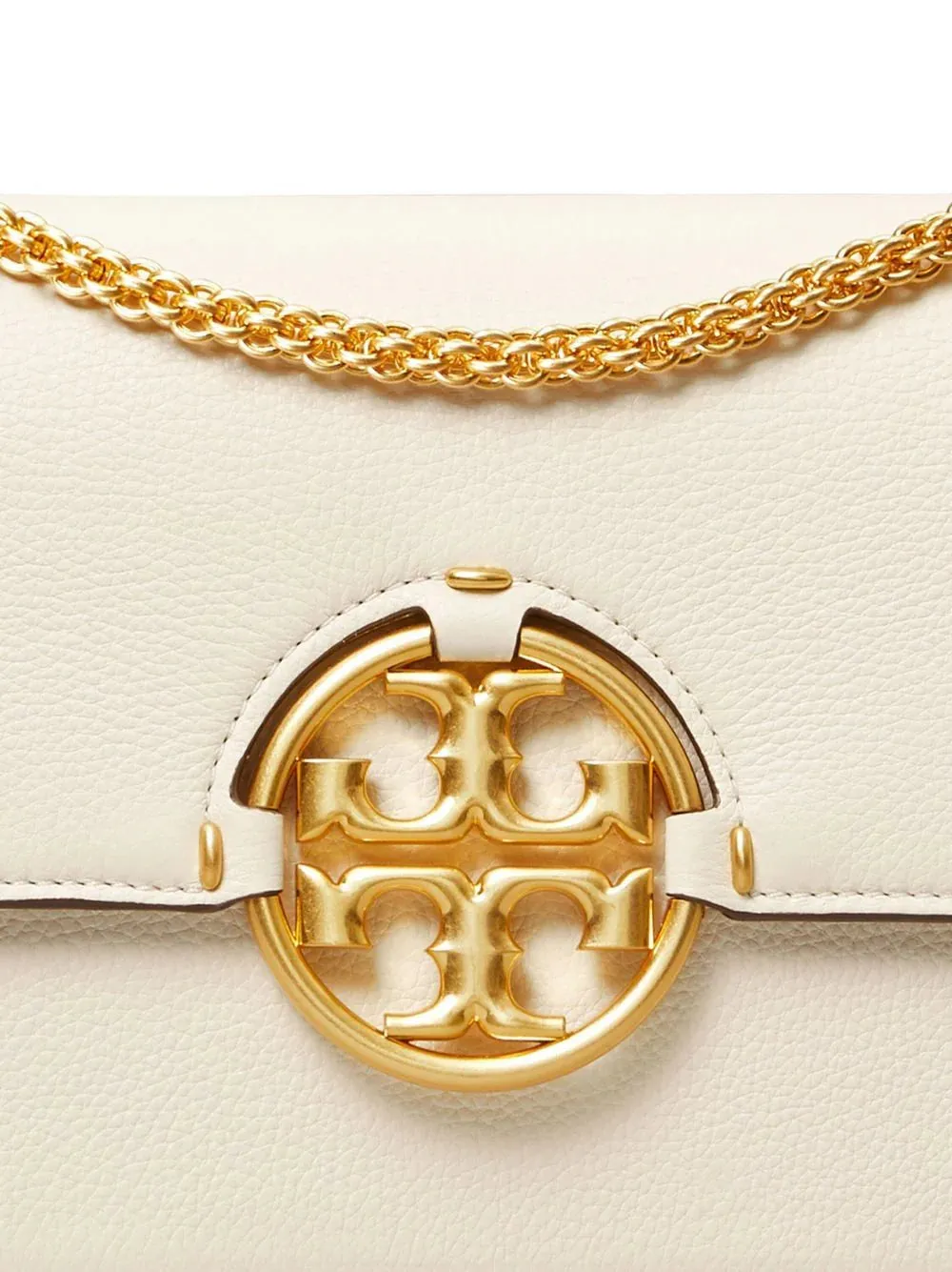 Tory Burch Miller Ivory Leather Shoulder Bag Single Strap Satchel Handbag Bag Gold Chain Strap New