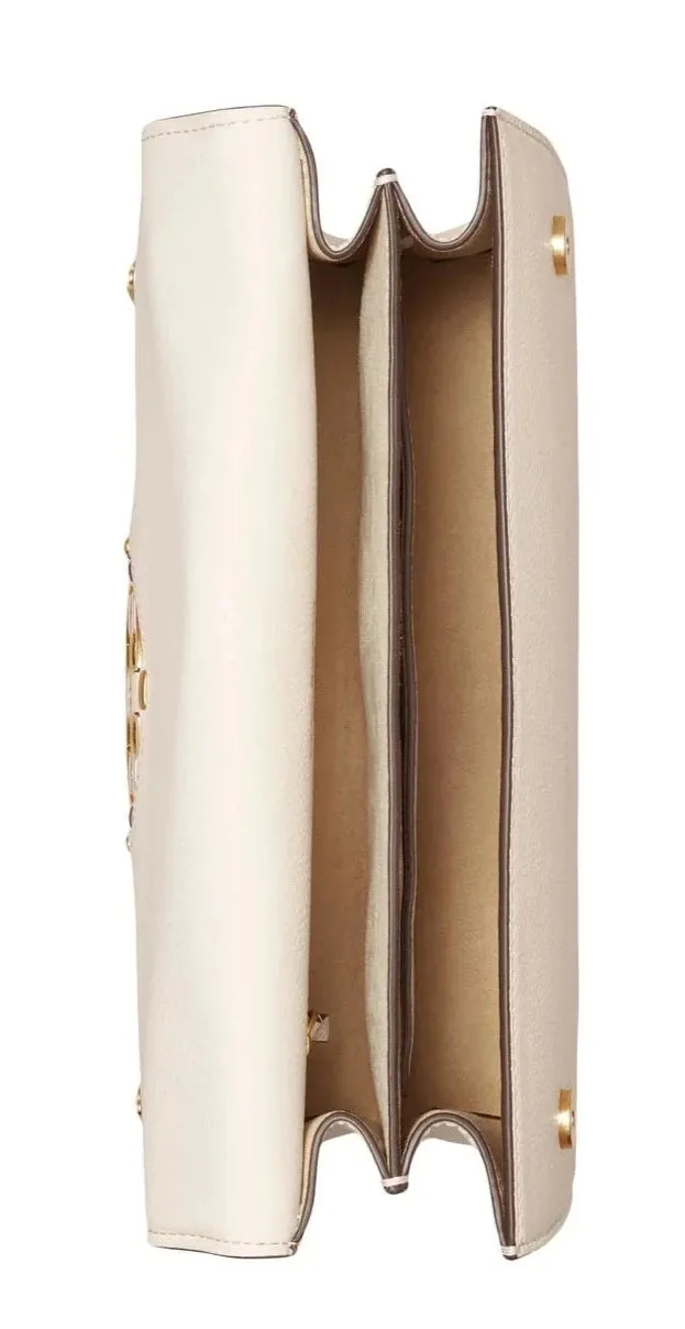 Tory Burch Miller Ivory Leather Shoulder Bag Single Strap Satchel Handbag Bag Gold Chain Strap New