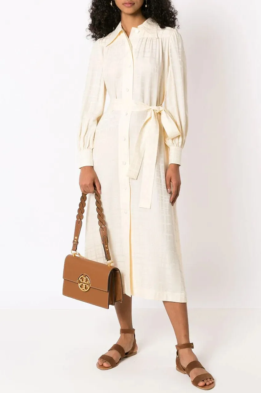 Tory Burch Miller Ivory Leather Shoulder Bag Single Strap Satchel Handbag Bag Gold Chain Strap New