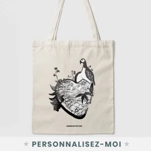 Tote Bag Coeur Anatomie Oiseau Personnalisé