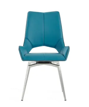 Turquoise Set Of 2 Swivel Dining Chairs