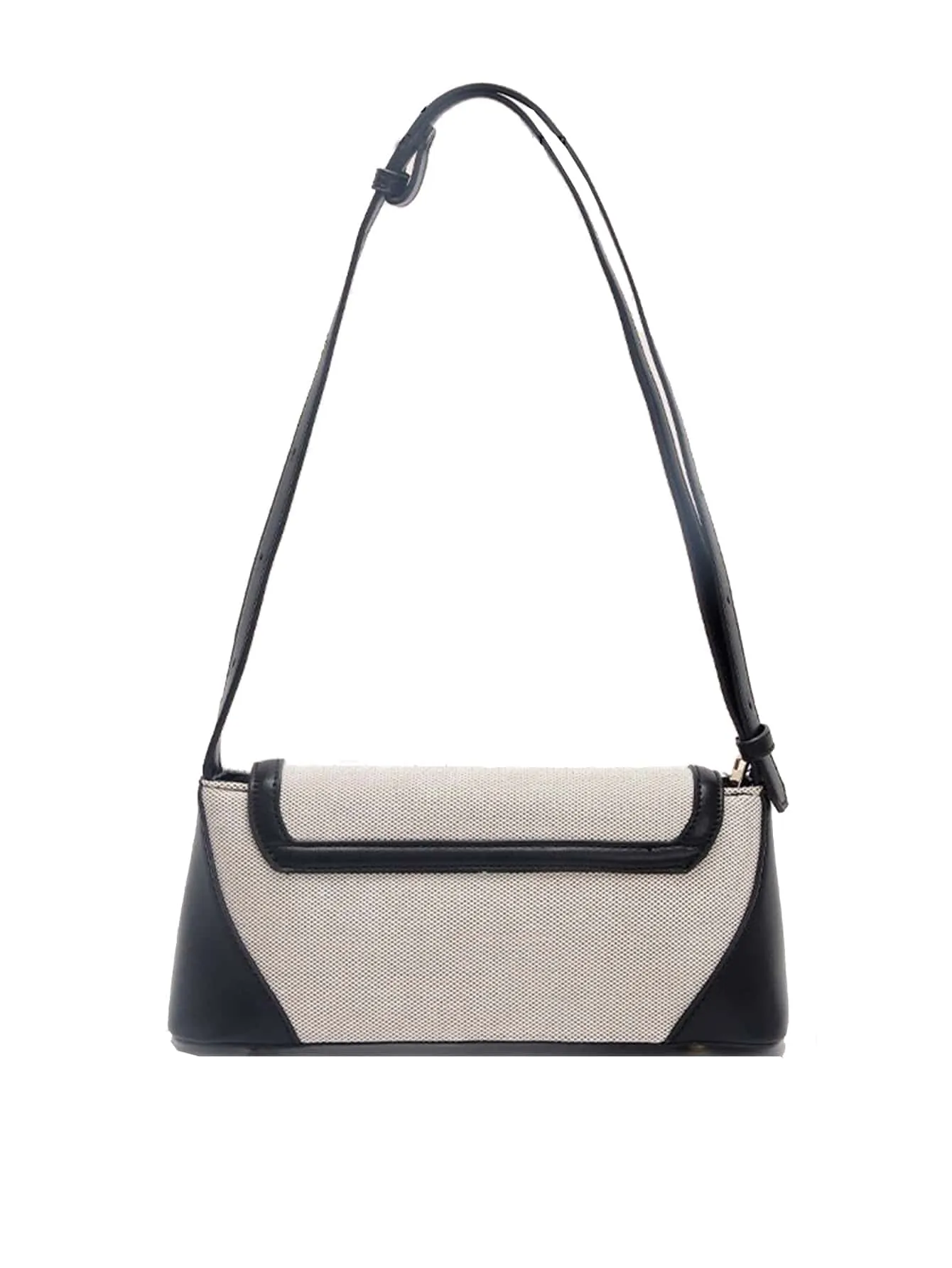 Two Tone Flap Baguette Bag - Black and White