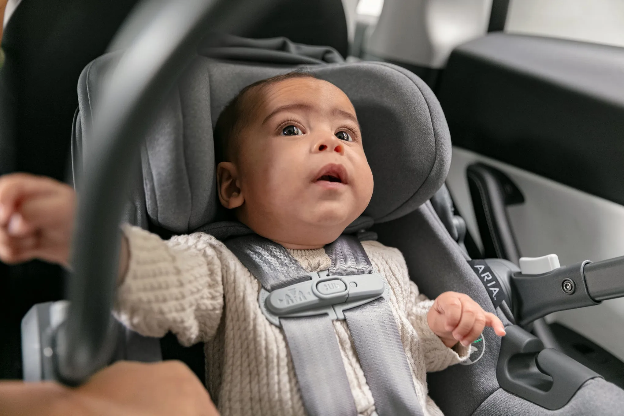UPPAbaby Aria Infant Car Seat - Greyson (Charcoal Melange/Saddle Leather)
