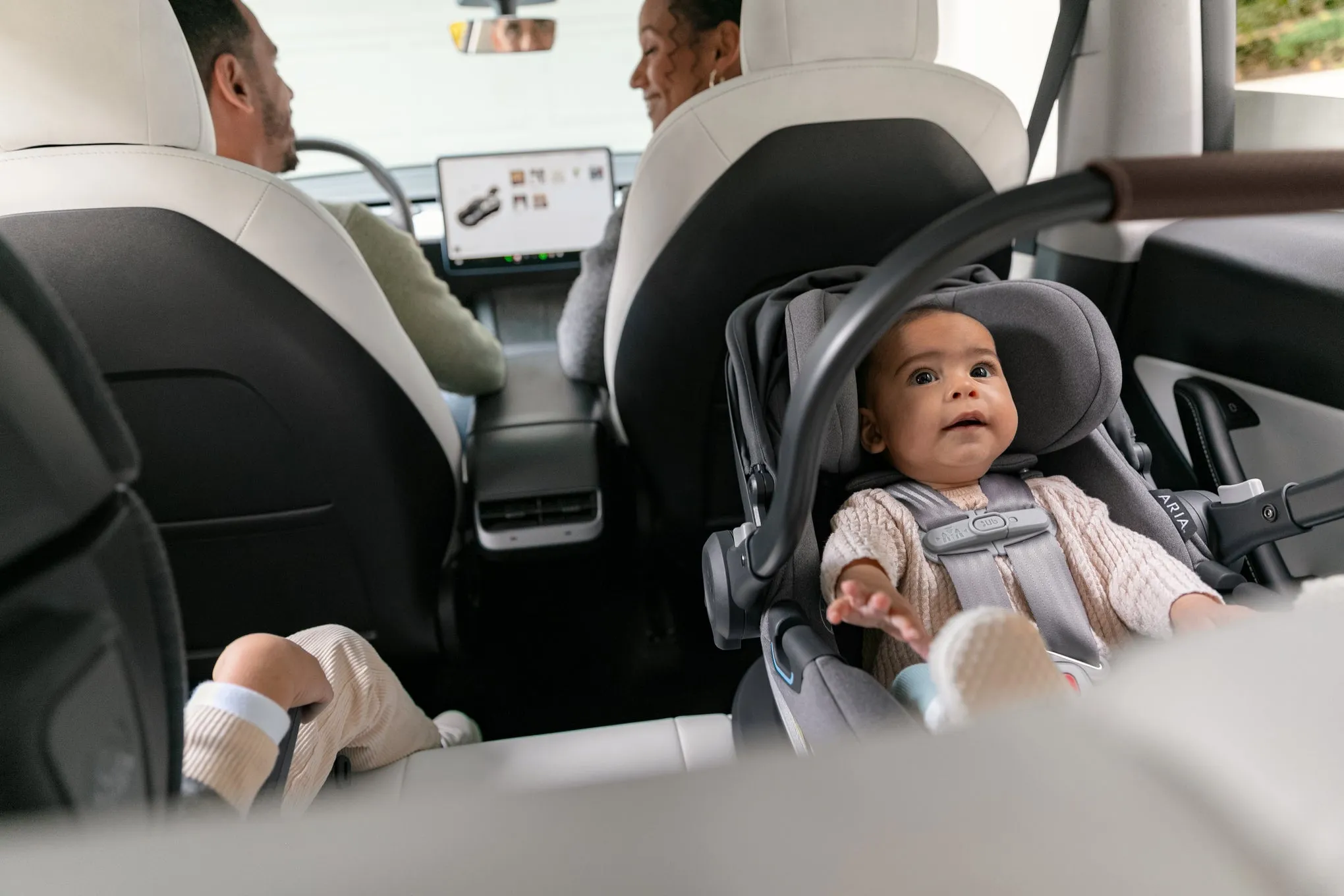 UPPAbaby Aria Infant Car Seat - Greyson (Charcoal Melange/Saddle Leather)