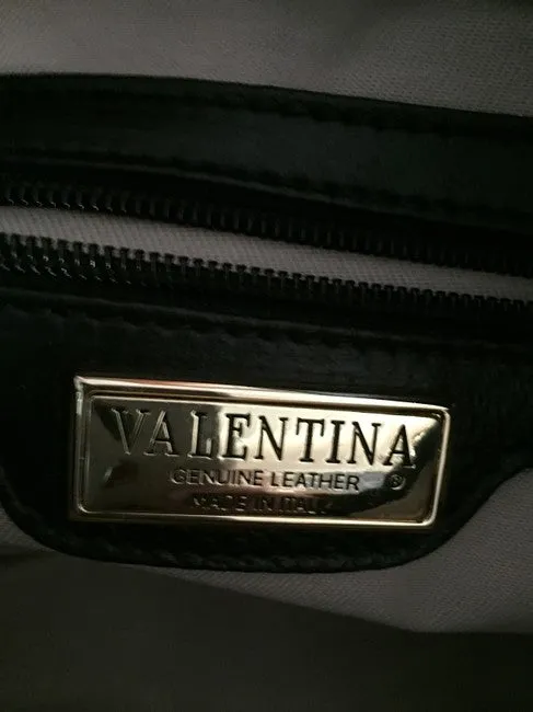 Valentina italia Black Pebbled/ Brown Satchel