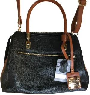 Valentina italia Black Pebbled/ Brown Satchel
