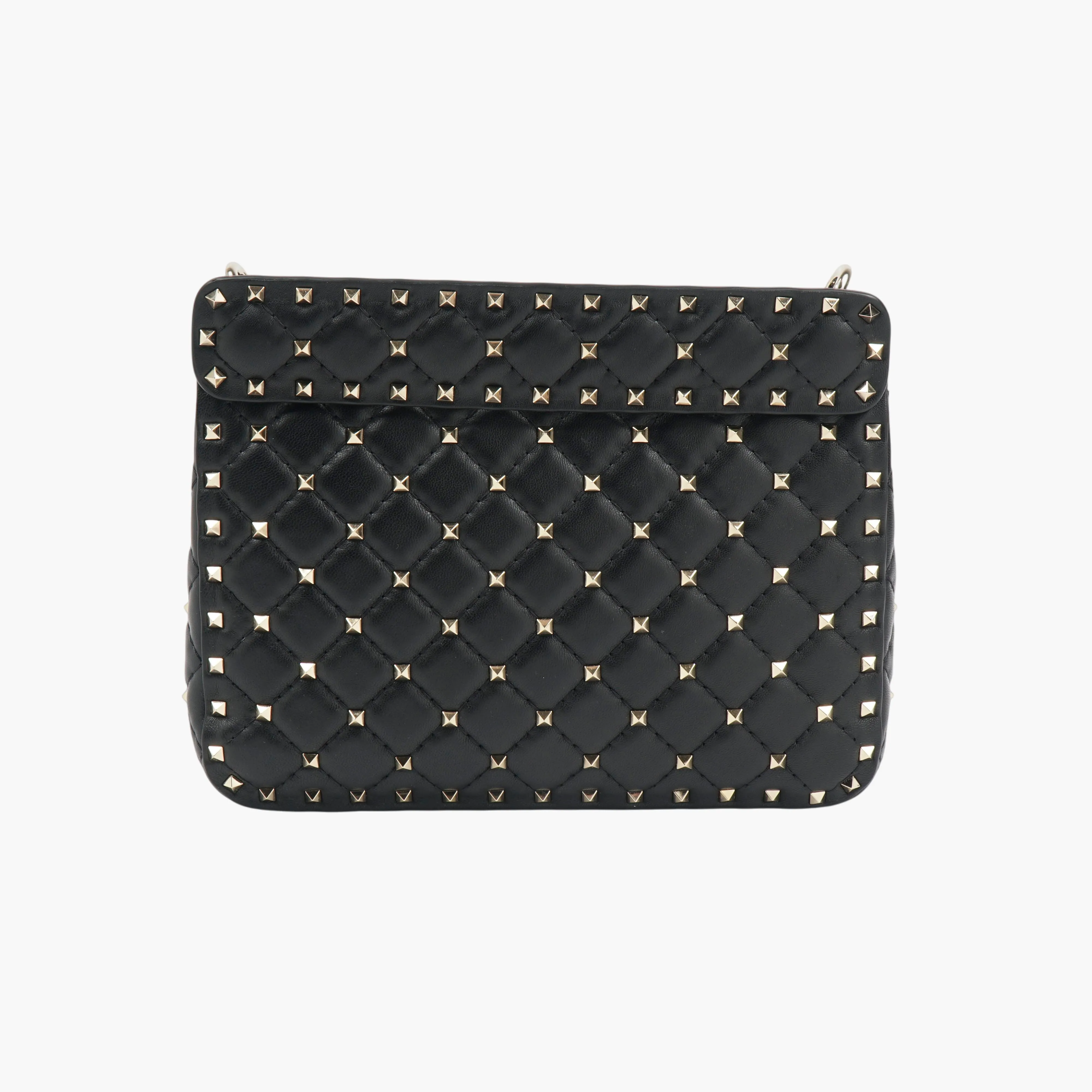VALENTINO Black Medium Spike Nappa Bag