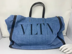 Valentino Denim Logo Rockstud Tote Bag