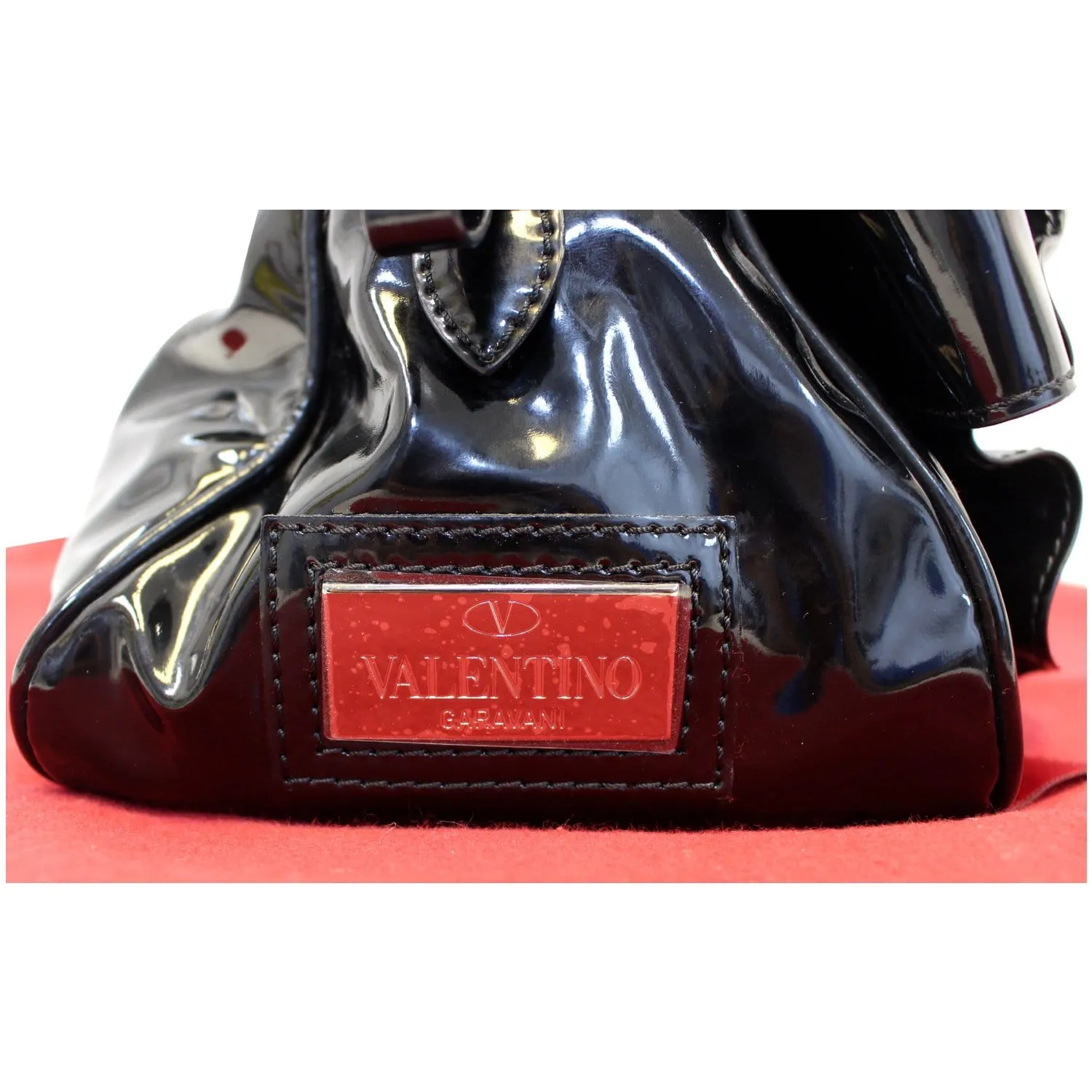 VALENTINO Garavani Lacca Bow Patent Leather Shoulder Bag Black - 20% OFF