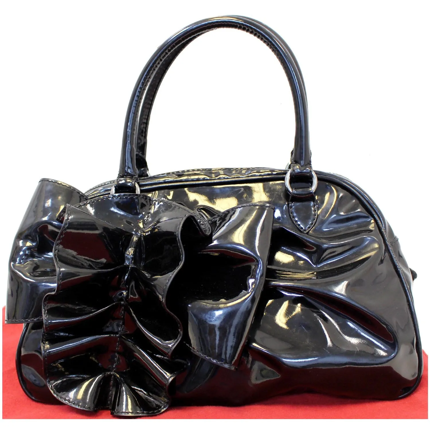 VALENTINO Garavani Lacca Bow Patent Leather Shoulder Bag Black - 20% OFF