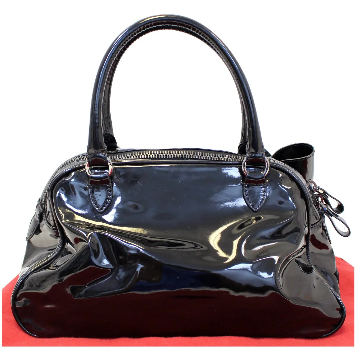 VALENTINO Garavani Lacca Bow Patent Leather Shoulder Bag Black - 20% OFF