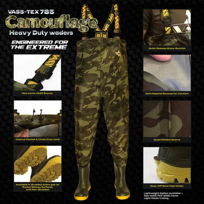 Vass Tackle Vass-Tex 785 Camouflage Waders *NON STUDDED*