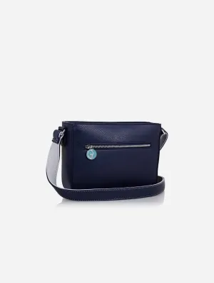 Vegan Leather Crossbody Handbag | Blue & Grey