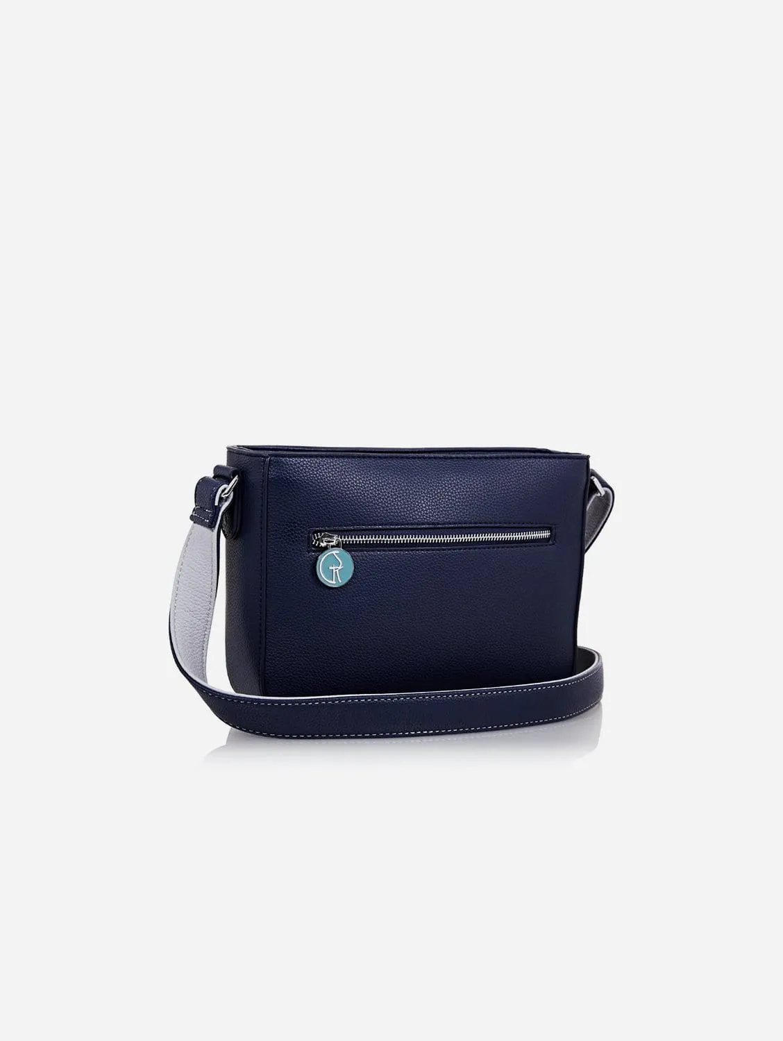 Vegan Leather Crossbody Handbag | Blue & Grey