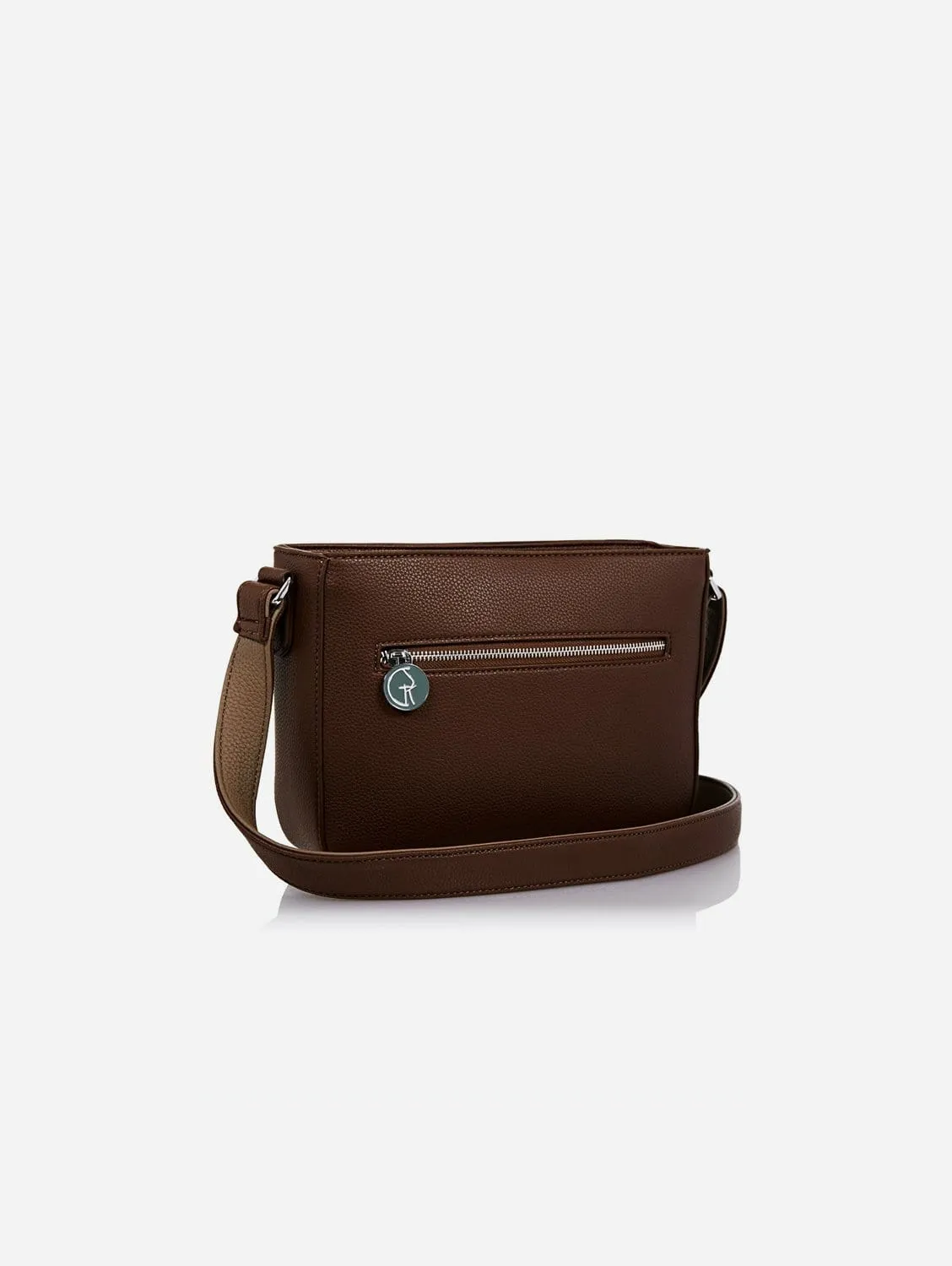Vegan Leather Crossbody Handbag | Brown & Beige