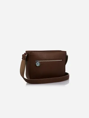 Vegan Leather Crossbody Handbag | Brown & Beige