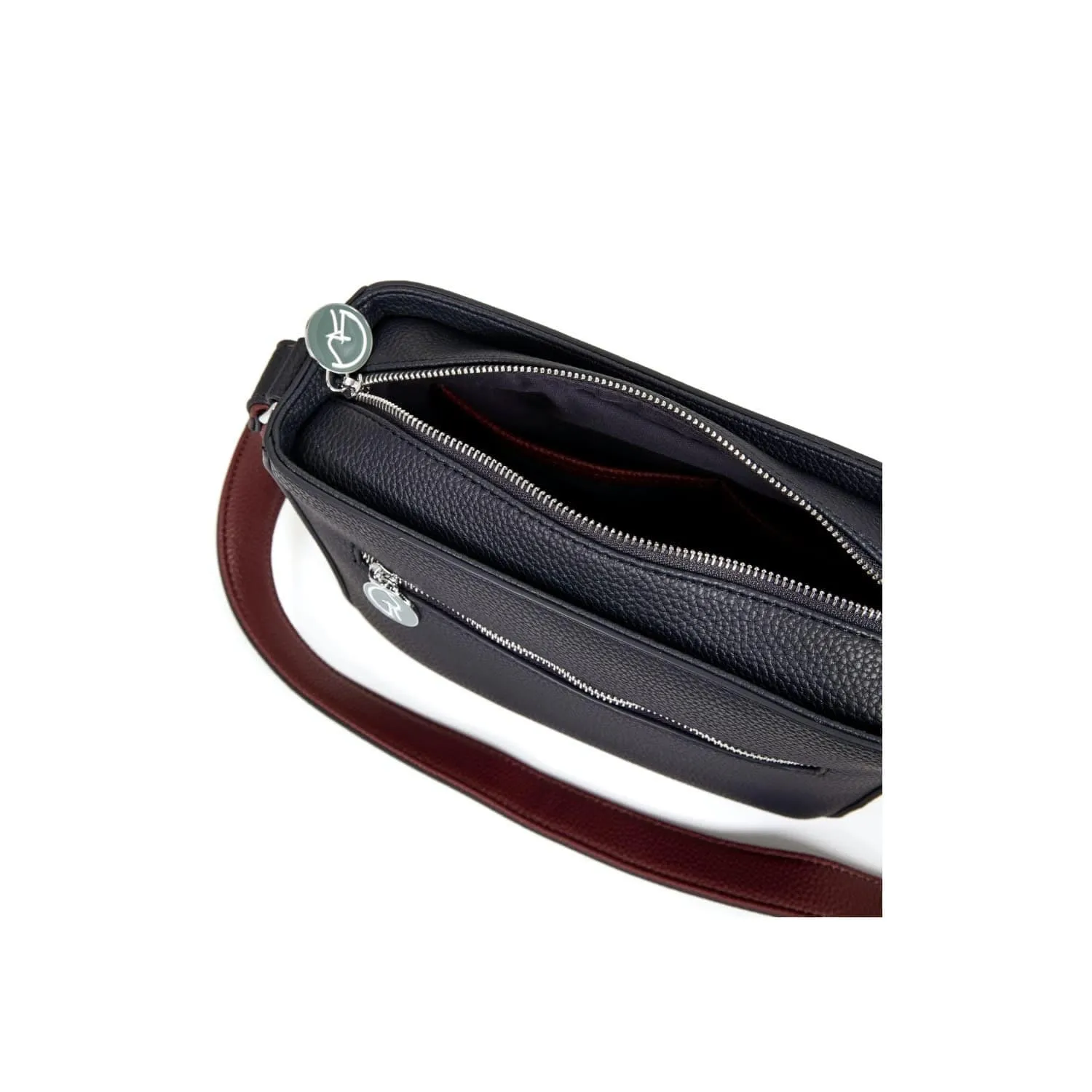 Vegan Leather Crossbody Handbag | Navy & Burgundy