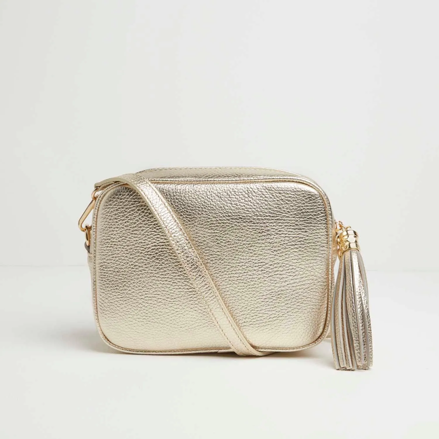 Verona Crossbody Gold Tassel Bag With Orange Aztec Strap