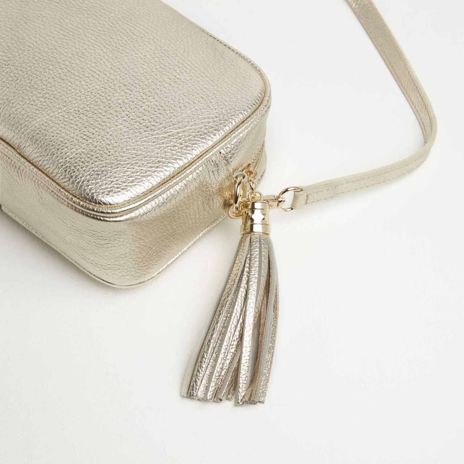 Verona Crossbody Gold Tassel Bag With Orange Aztec Strap