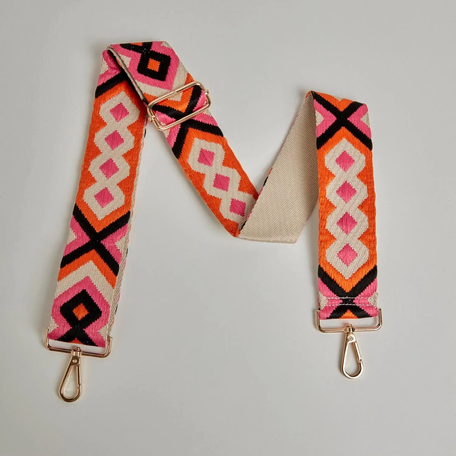 Verona Crossbody Tassel Antique Pink Bag with Orange and Pink Boho Strap