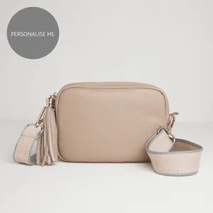 Verona Crossbody Tassel Blush Bag with Pastel Pink Strap