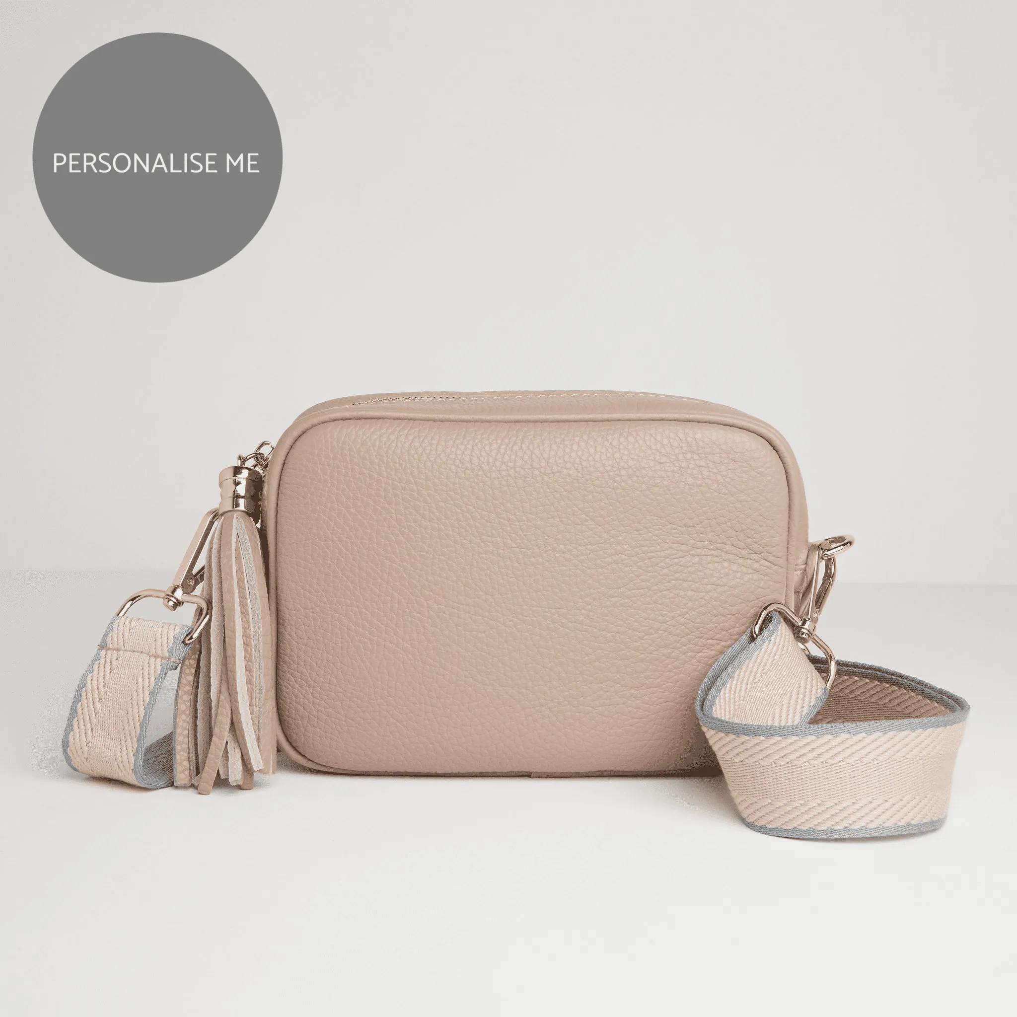 Verona Crossbody Tassel Blush Bag with Pastel Pink Strap