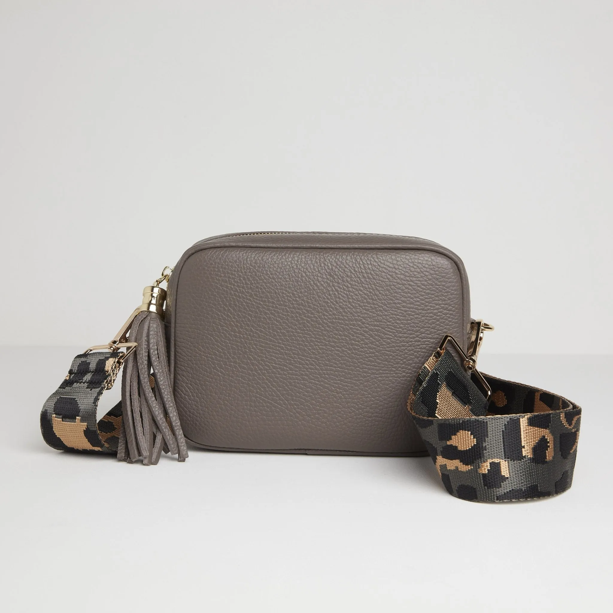 Verona Crossbody Tassel Cinder Bag with Dark Leopard Strap