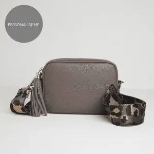 Verona Crossbody Tassel Cinder Bag with Dark Leopard Strap