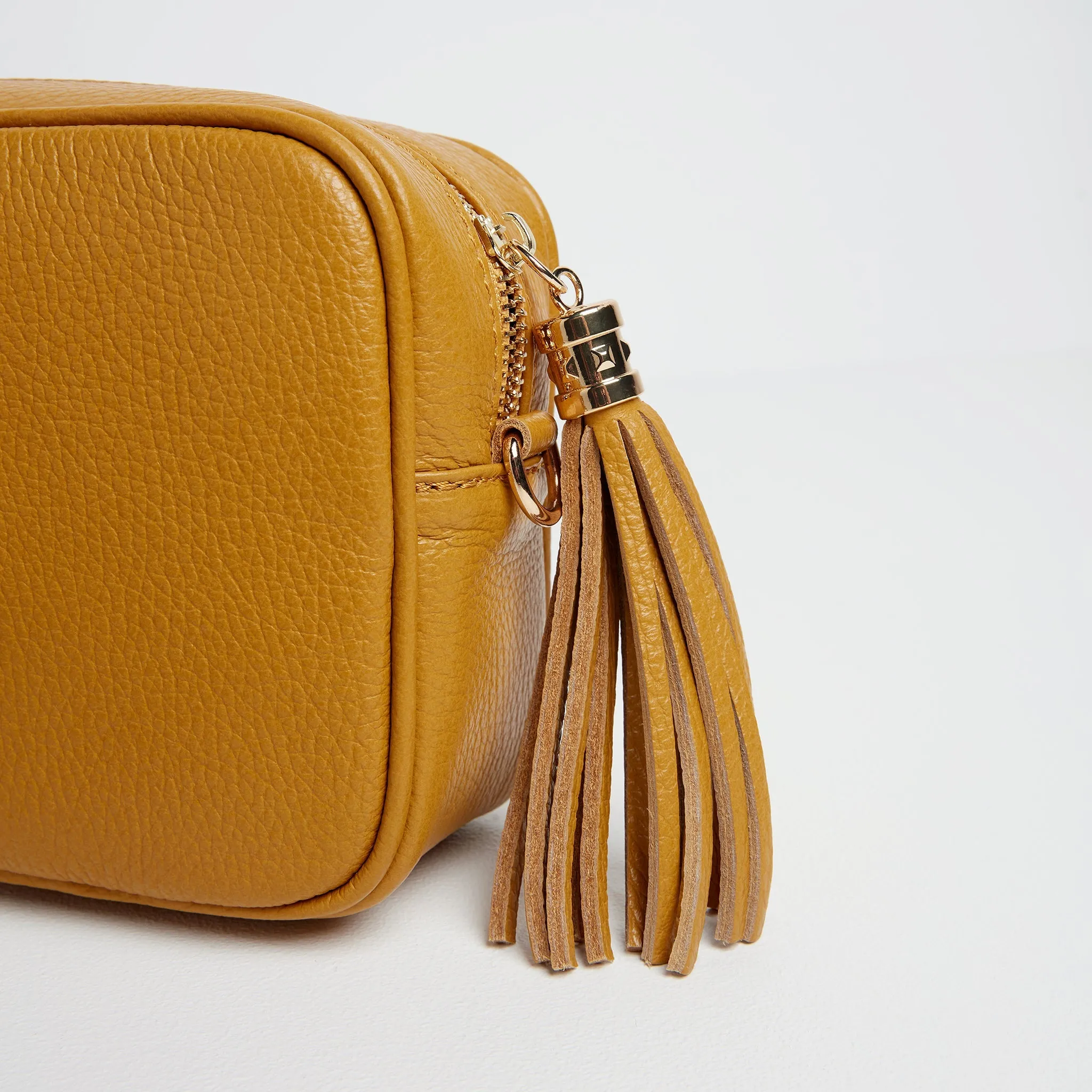 Verona Crossbody Tassel Mustard Bag with Aztec Orange Strap