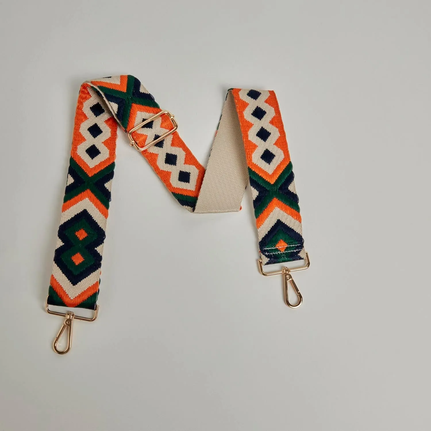 Verona Crossbody Tassel Navy Bag with Navy and Orange Boho Strap