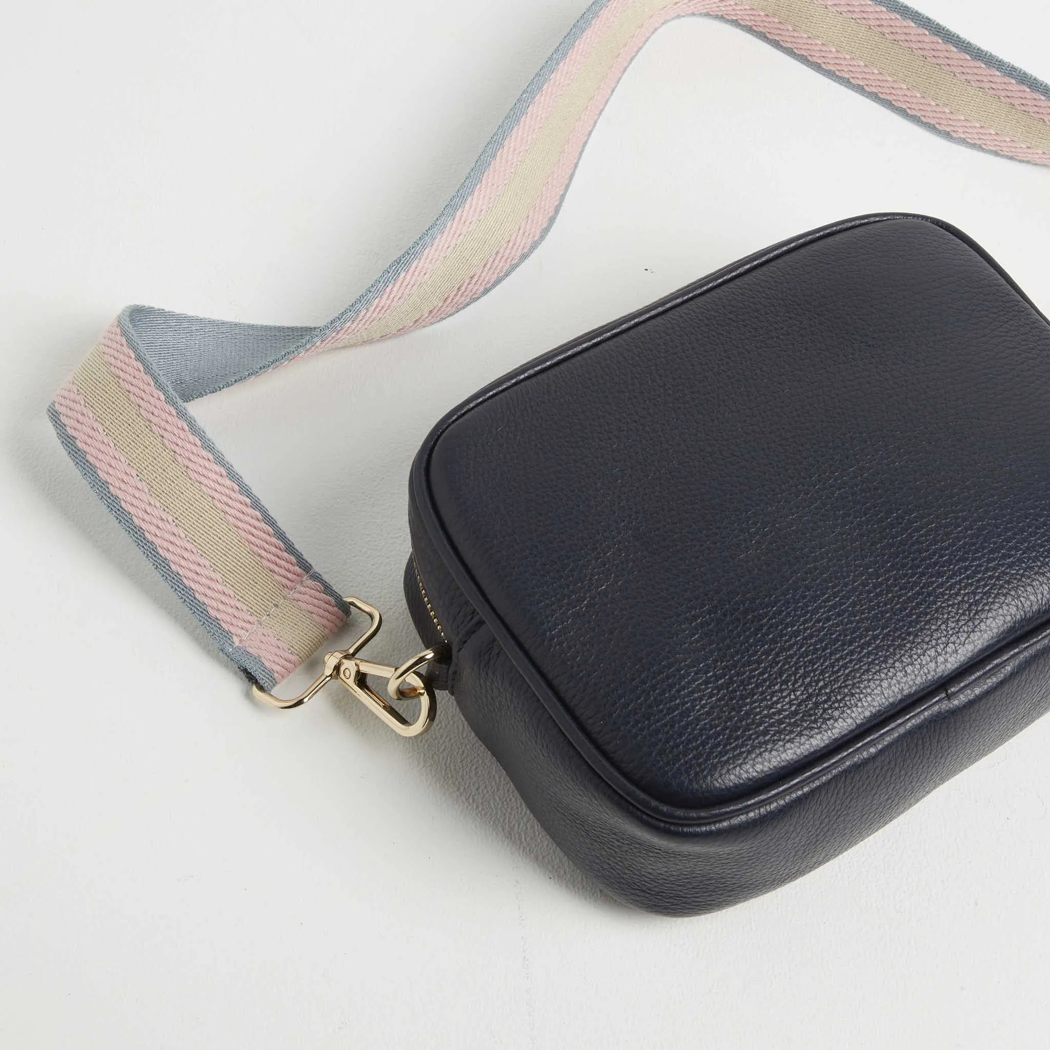 Verona Crossbody Tassel Navy Bag with Pastel Strap