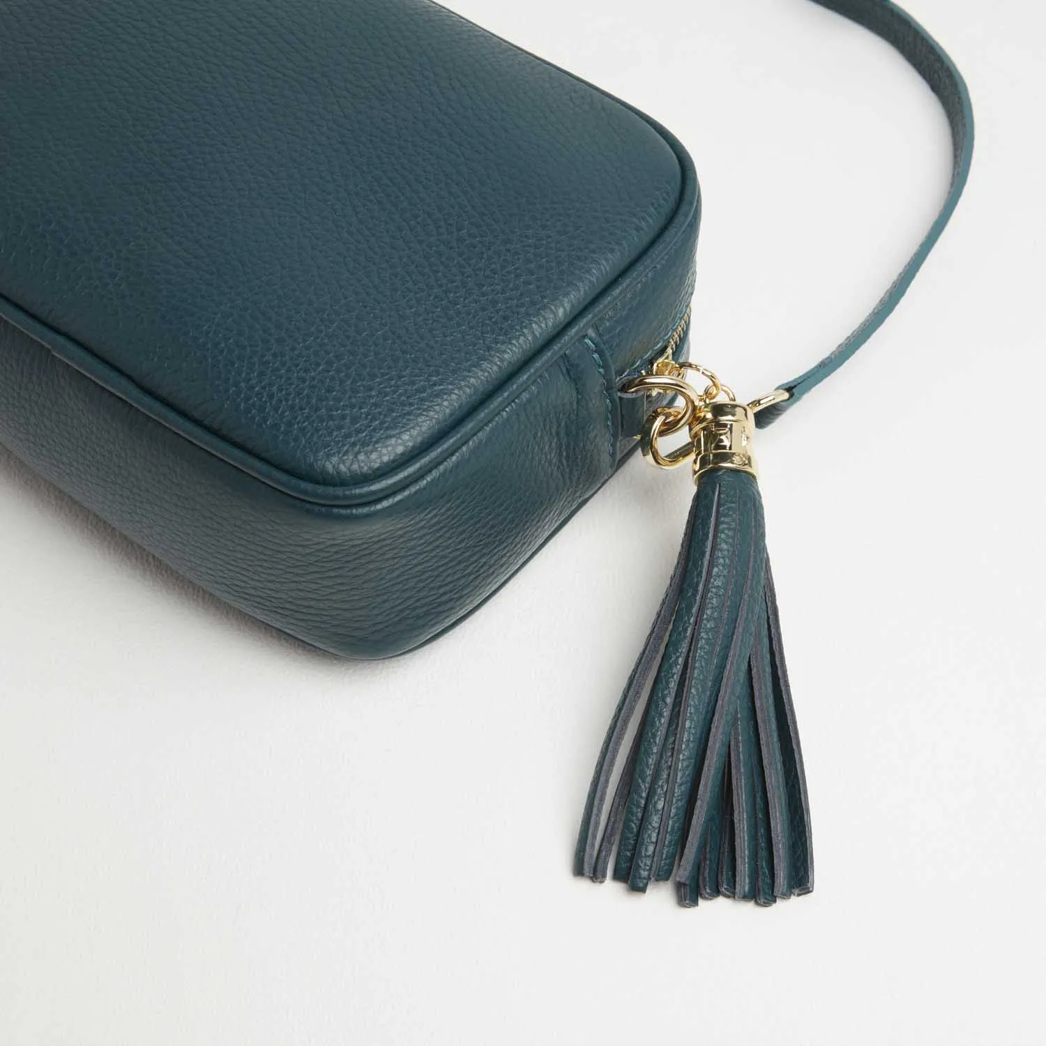 Verona Crossbody Tassel Teal Bag with Orange and Navy Boho Strap
