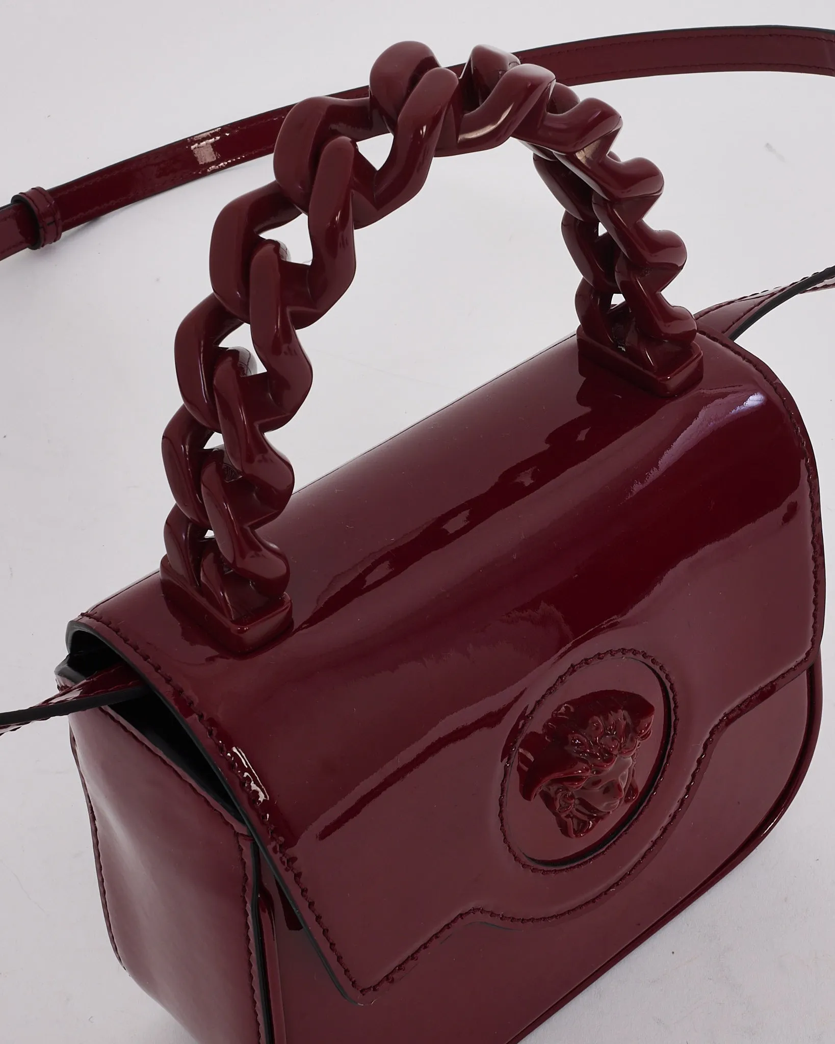 Versace Burgundy Patent Leather Mini 'La Medusa ' Bag