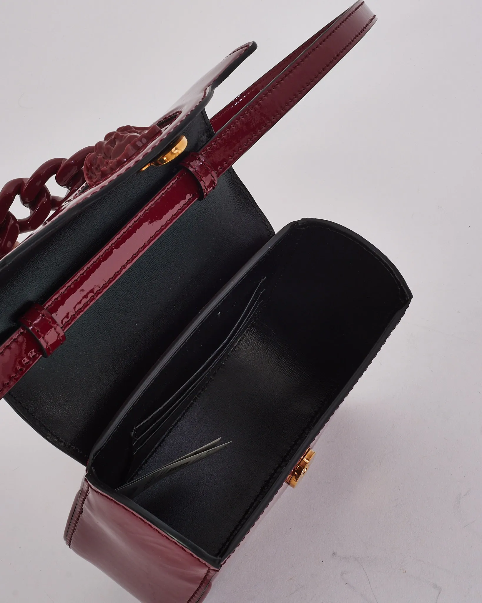 Versace Burgundy Patent Leather Mini 'La Medusa ' Bag