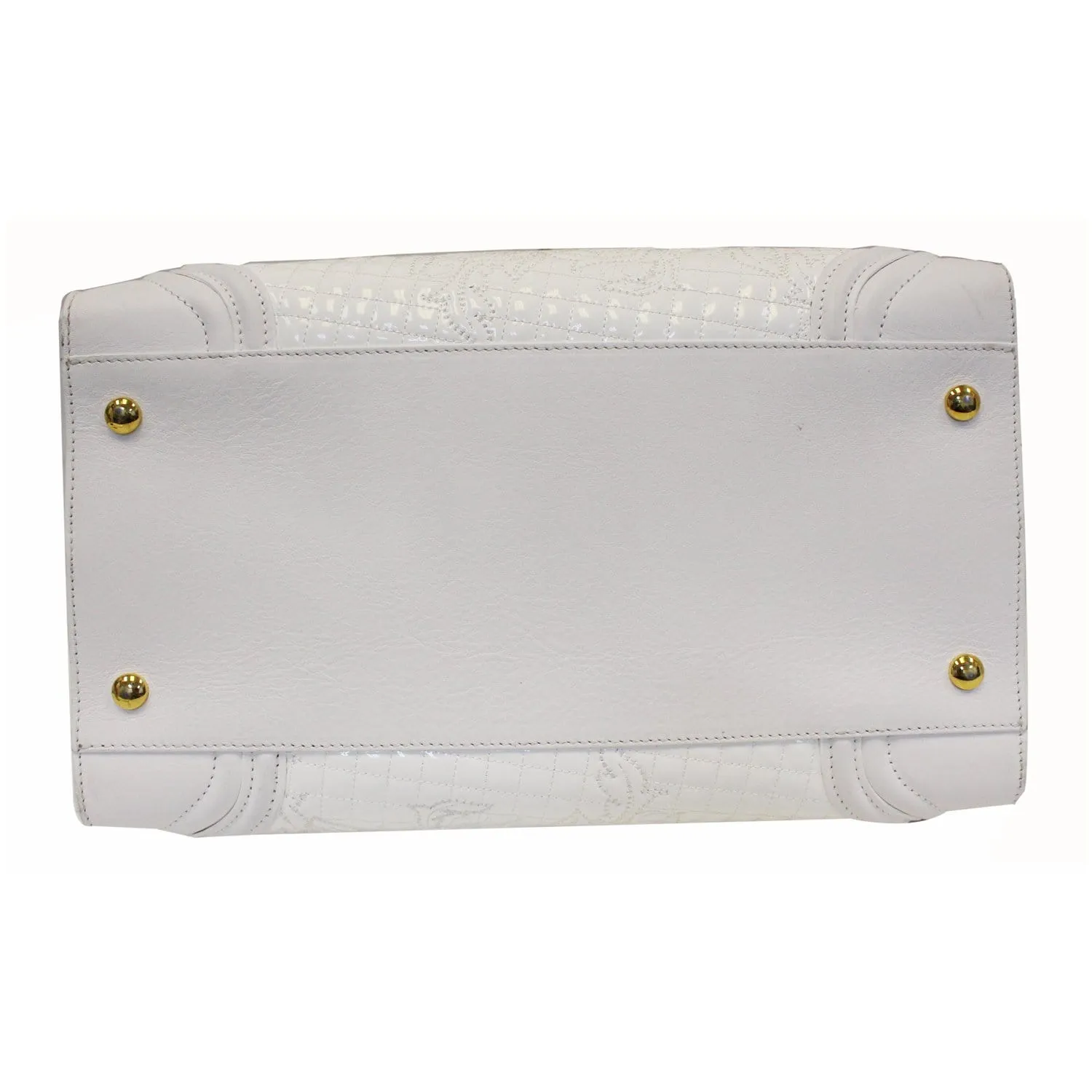 VERSACE Vanitas Icon Patent Micro Satchel Handbag White - Last Call