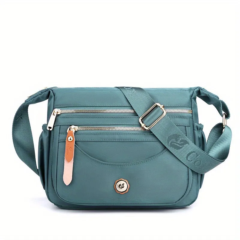 Versatile Solid Color Nylon Hobo Messenger Bag
