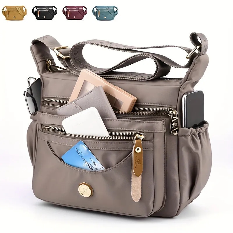 Versatile Solid Color Nylon Hobo Messenger Bag